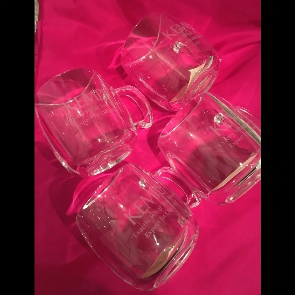 Set of 4 Kemps Glass Tea Cups Coffee Mugs Drinking Glass With Handle
